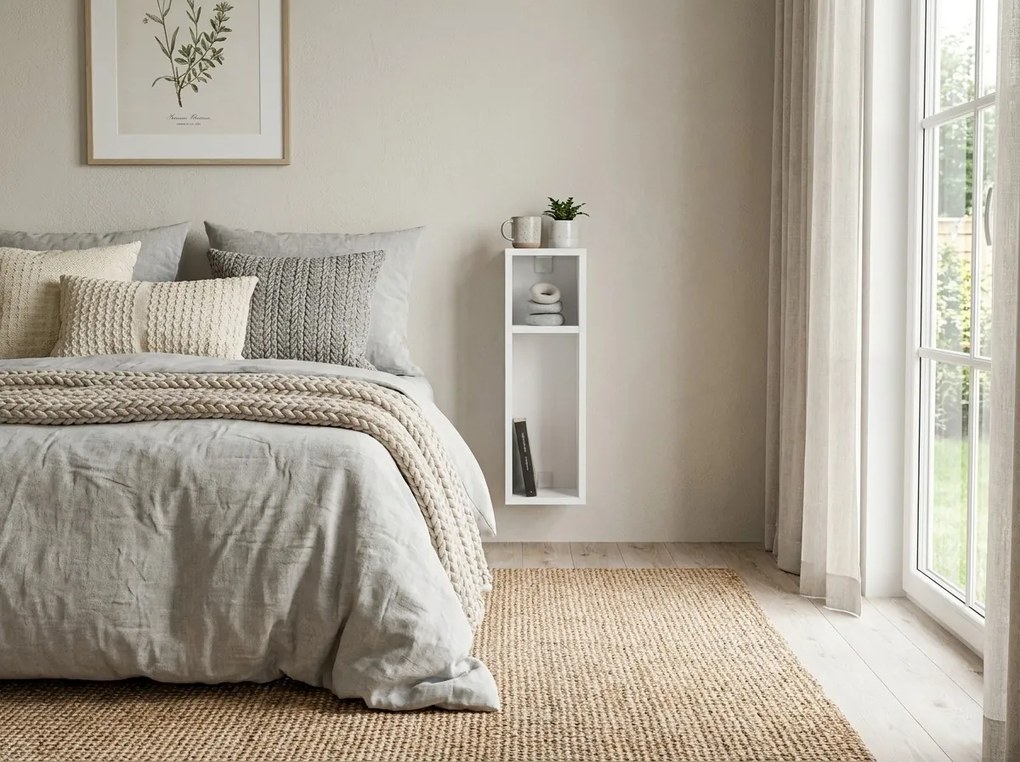 Éjjeliszekrény SAVIRO nyitott polcokkal, fehér