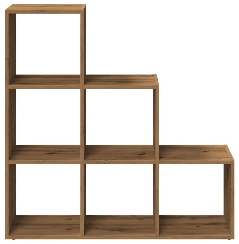 3 szintes kézműves tölgy fa elválasztó könyvespolc 99x29x99 cm