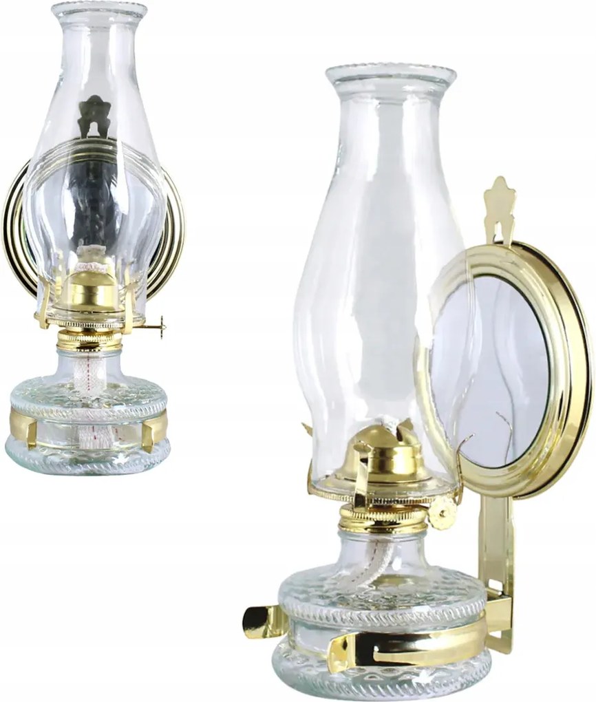 Olajlámpa Tükörrel Retro Üveg Lámpa Akasztós