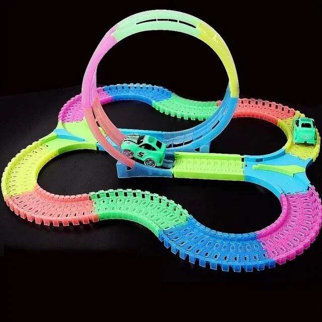 Zaparkorun Világító autópálya - szélesség 6 cm - 121 db + 1x játékautó