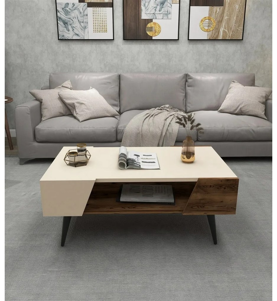 Aren Beige and Light Walnut dohányzóasztal