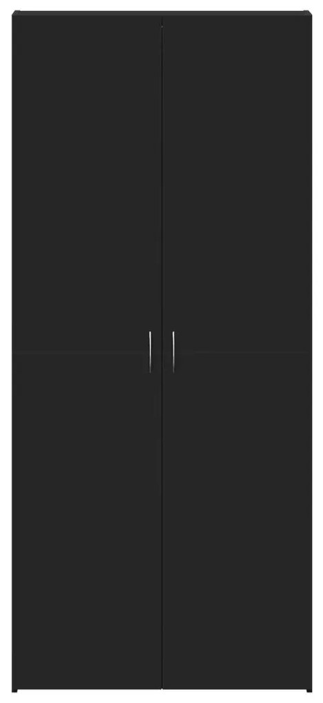 Cipőtároló Fekete 80x35,5x180 cm Mérnöki Fa