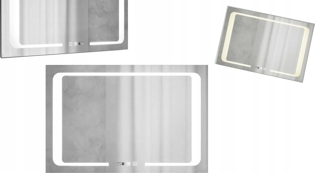 Téglalap alakú megvilágított energiatakarékos Led tükör Minor Króm 90x60