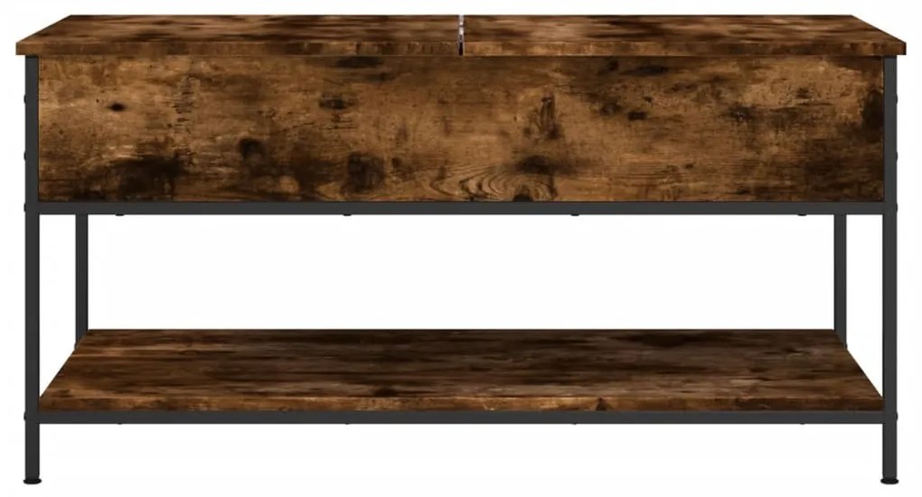 Füstös tölgy szerelt fa és fém dohányzóasztal 100 x 50 x 50 cm