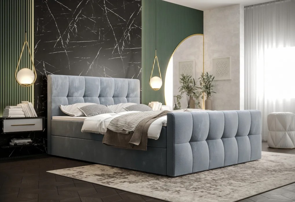 HATAN kárpitozott boxspring ágy, 180x200, monolith 37