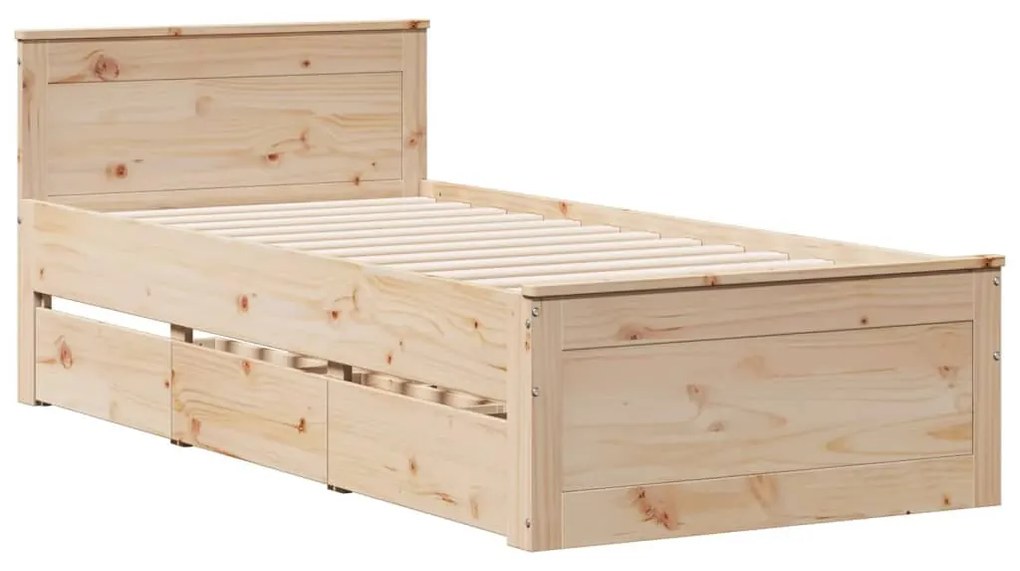 tömör fenyőfa ágy matrac nélkül fejtámlával 100 x 200 cm