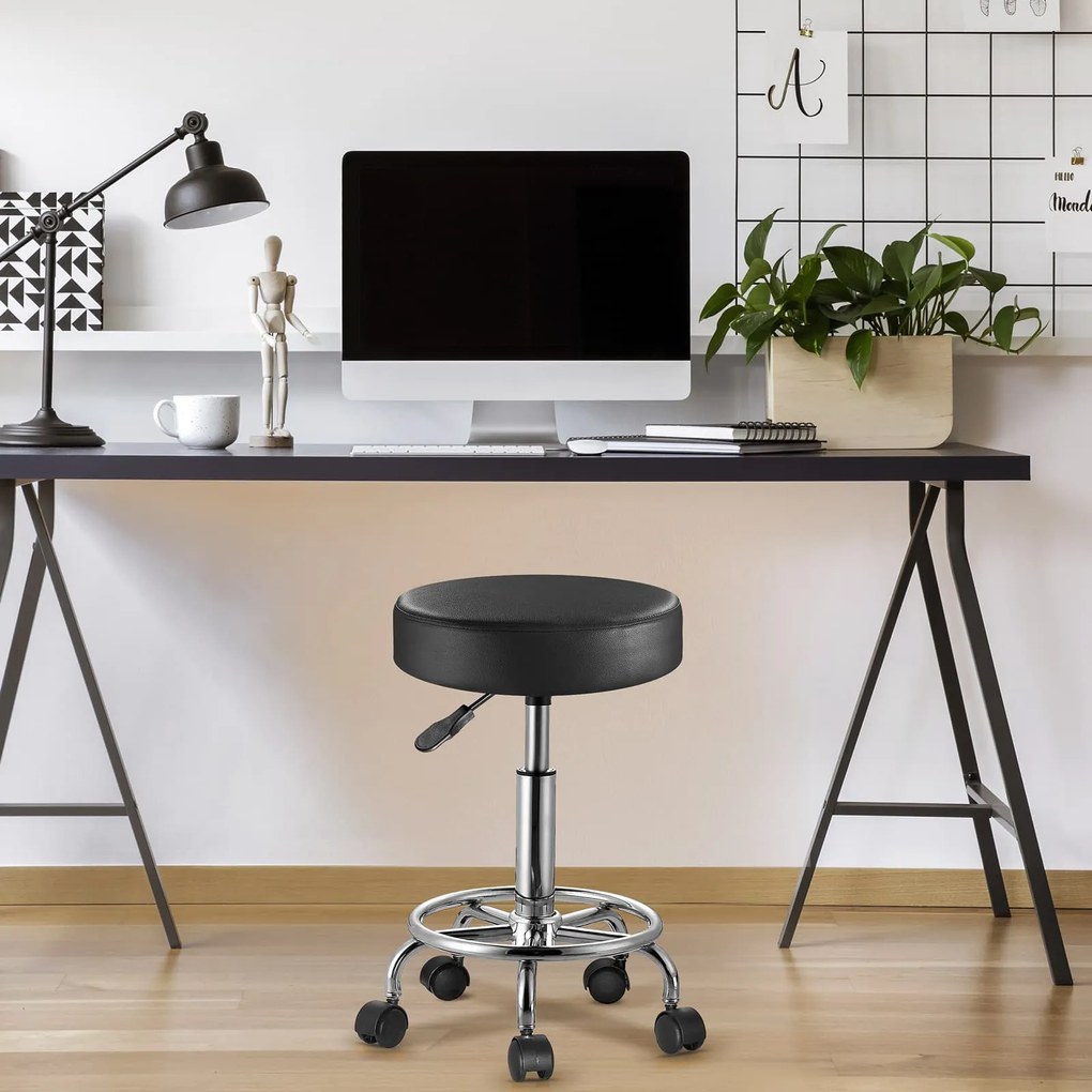 Casaria® Gurulós puff 50x51-65 cm - fekete