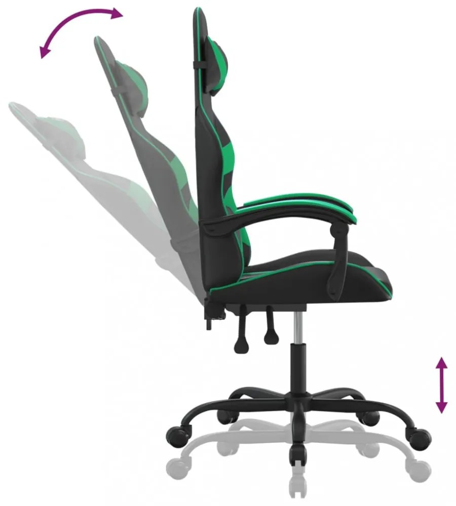 vidaXL fekete és zöld műbőr forgó játékszék