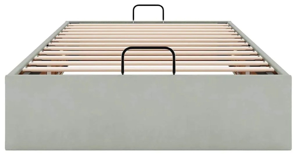 Ottomán ágykeret matrac nélkül Világosszürke 100x200 cm bársony