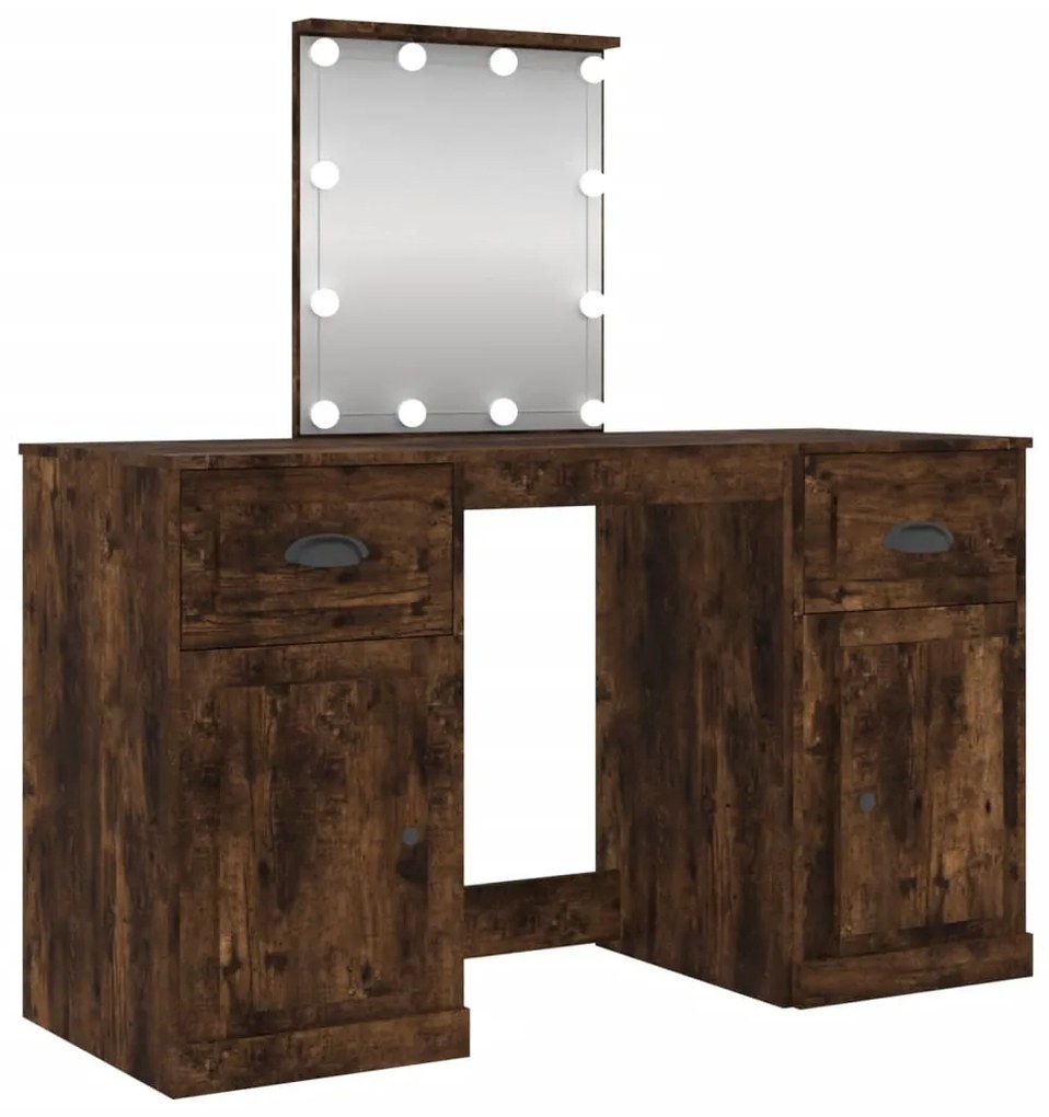 füstös tölgy színű fésülködőasztal LED-del 130 x 50 x 132,5 cm