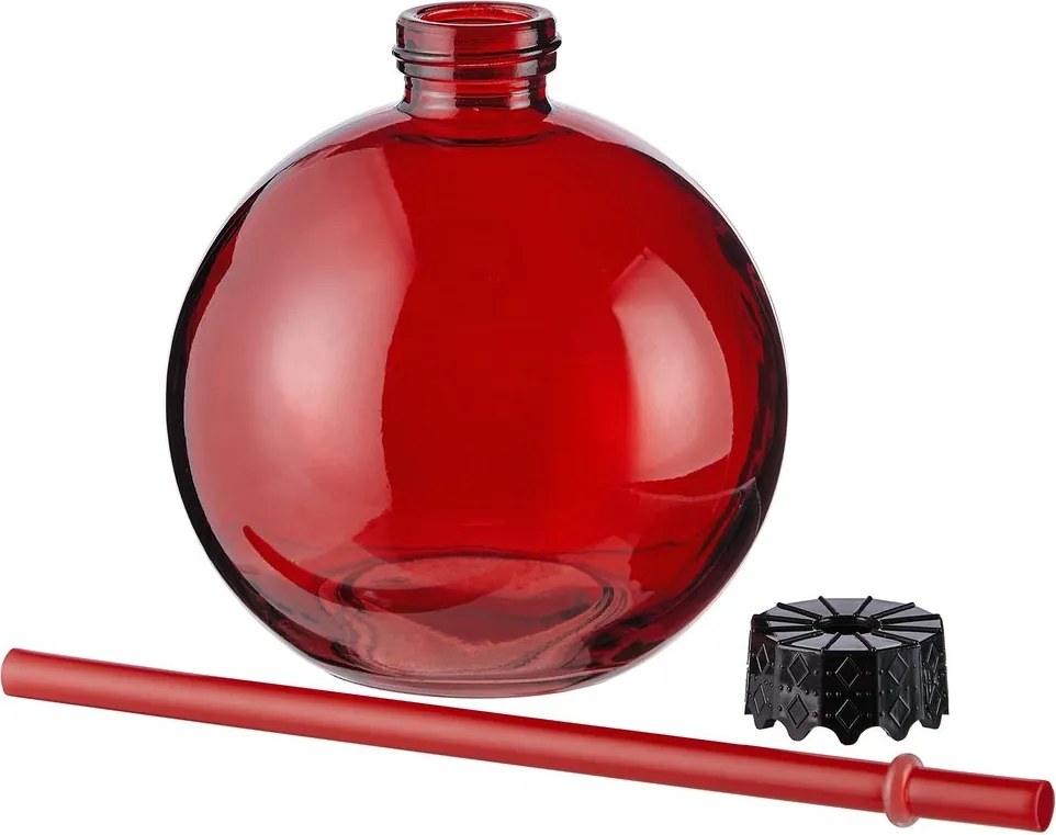 SANTA'S BUBBLE üveg pohár szívószállal, piros