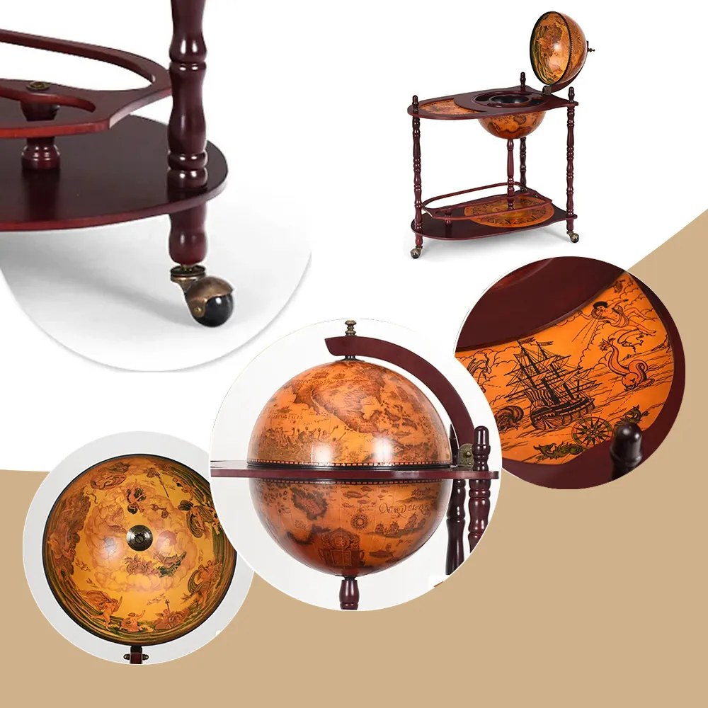 Gurulós földgömb alakú bortartó állvány