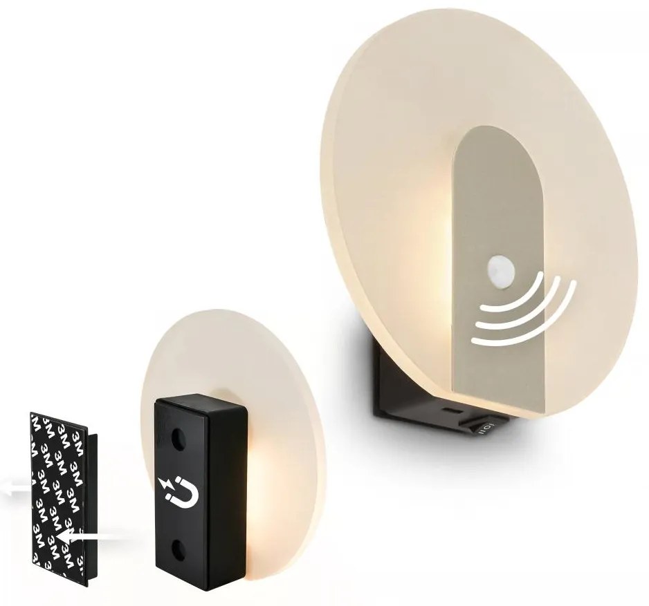 Briloner 3889012 - TARO újratölthető LED fali lámpa érzékelővel 2,5W/5V 1800 mAh matt