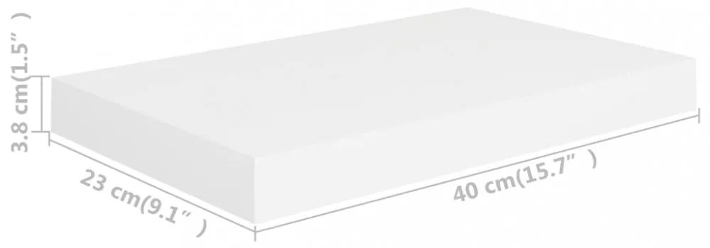 fehér MDF lebegő fali polc 40 x 23 x 3,8 cm