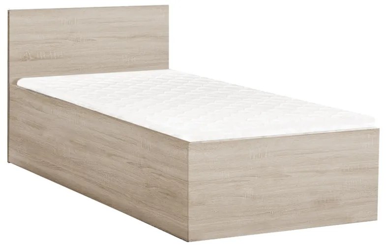 SOFIA ágy 90 x 200 cm, sonoma tölgy Ágyrács: Léces ágyrács, Matrac: Coco Maxi 20 cm matrac