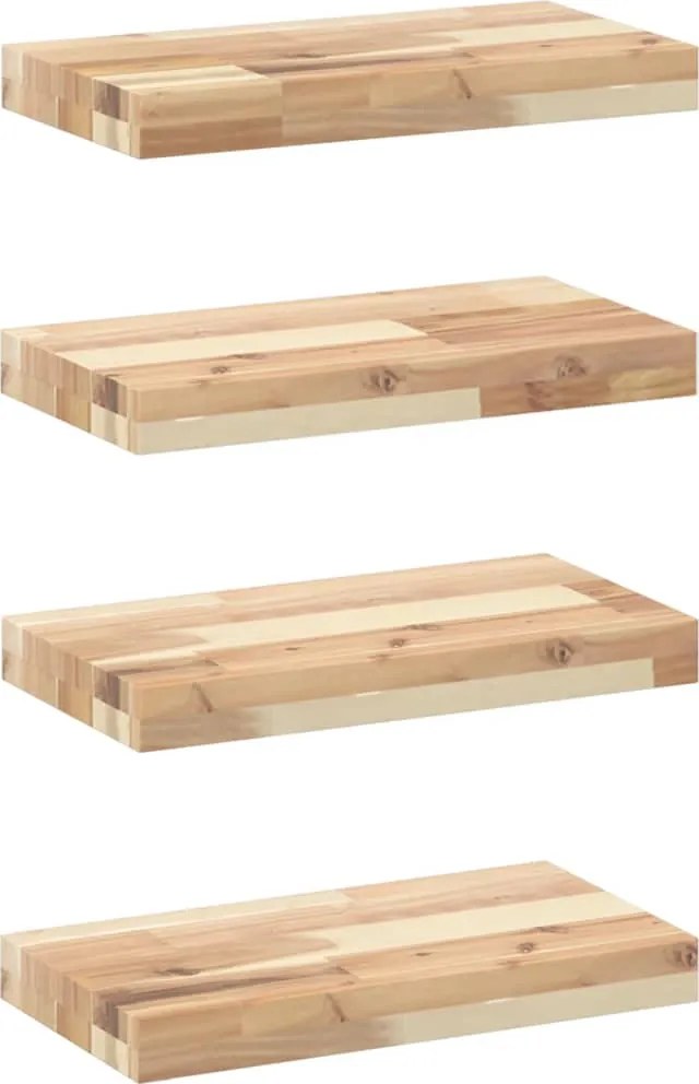 vidaXL 4 db kezeletlen tömör akácfa függőpolc 40 x 20 x 4 cm