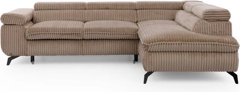 Barna kordbársony sarokkanapé (jobb oldali-L alakú) Marbeya – Ropez