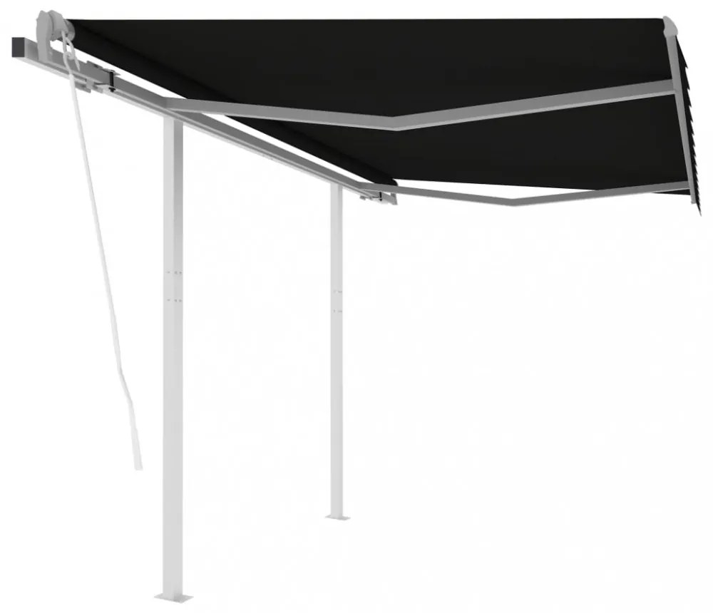 antracitszürke automata napellenző póznákkal 3,5 x 2,5 m