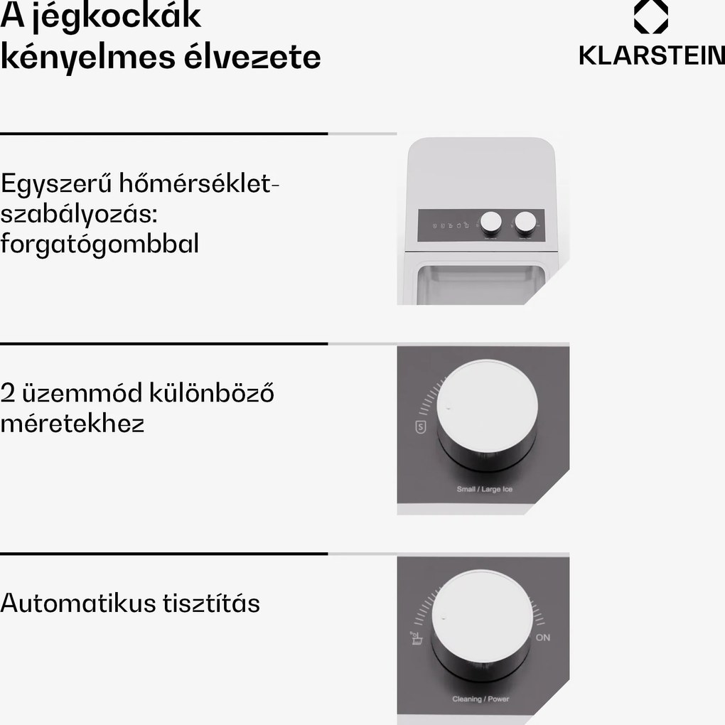Klarstein IceCraft jégkészítő gép | 2 mód | 1,3 liter hidegvíz | automatikus tisztítás | 12 kg/24 óra