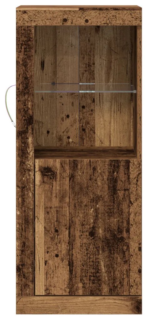 LED világítással rendelkező oldalajtó régi fa 41x37x100 cm