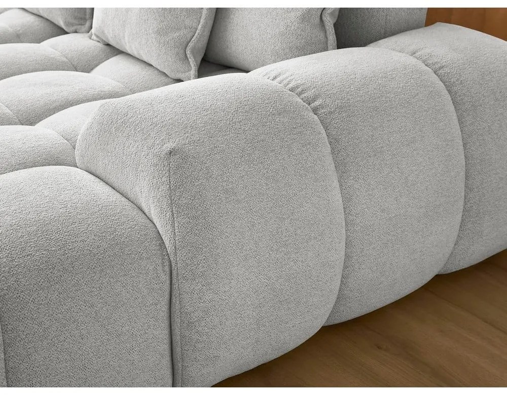 Világosszürke zsenília kinyitható-tárolóhelyes sarokkanapé (bal oldali-U alakú) Everest – Bobochic Paris