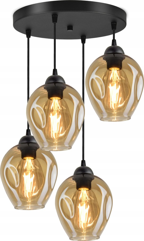 Függő lámpa Csillár Plafon 4 lámpabúra Méz Led