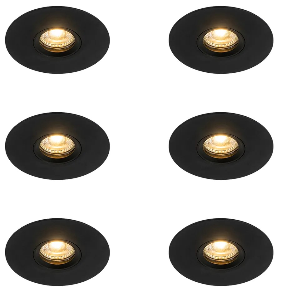 Modern fekete beépíthető spotlámpa szett 6 db-os 12 cm - Buco
