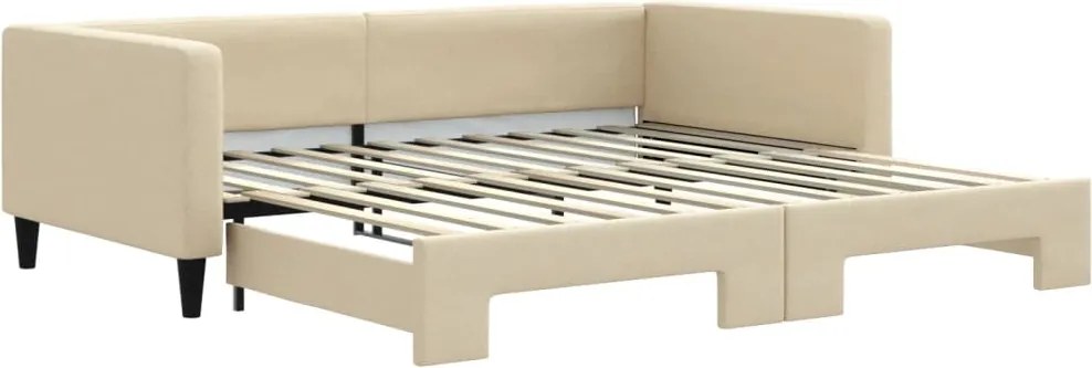 vidaXL krémszínű kihúzható szövet heverő 100x200 cm