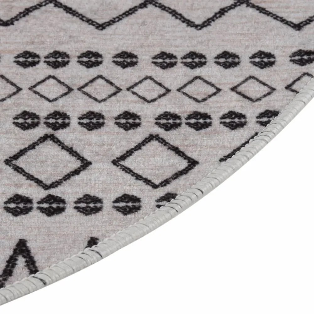 fekete-fehér csúszásmentes mosható szőnyeg φ120 cm