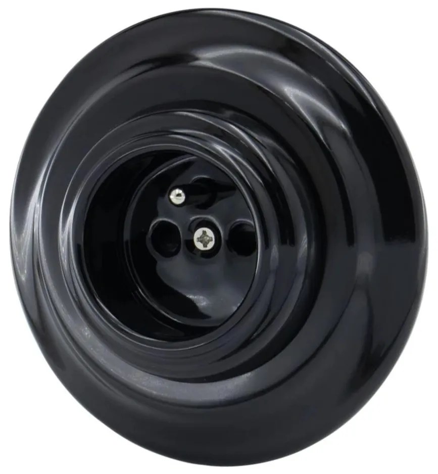 Bohemia-Design - Retro porcelán fali konnektor kerettel 250V/16A, fekete