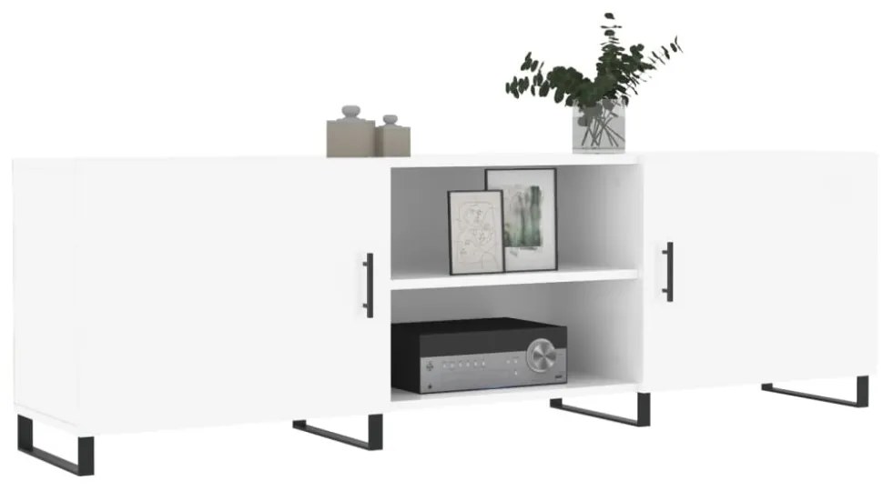 fehér magasfényű szerelt fa TV-szekrény 150x30x50 cm