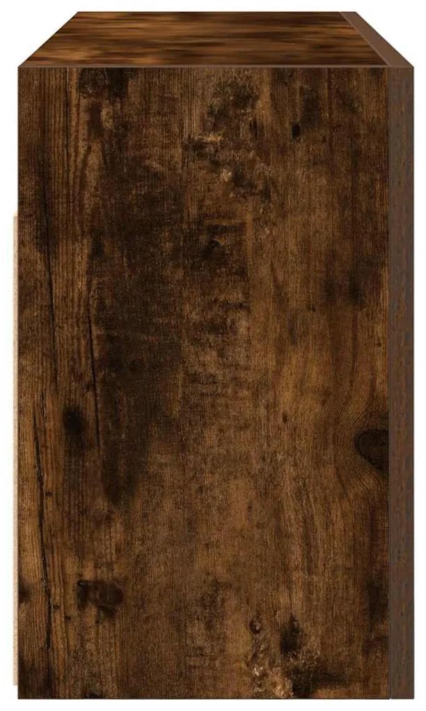 füstös tölgyszínű szerelt fa fali fürdőszobaszekrény 80x25x40cm