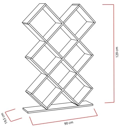 Könyvespolc KUMSAL 129x90 cm piros