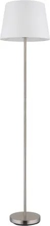 Globo 40100101 Állólámpa, matt nikkel fém, fehér textil, fekete PVC kábel, lábkapcsoló a kábelen, ø: 350mm, M: 1510mm, kábelhossz 1800mm, 1x E27 40W 230V izzó nélkül