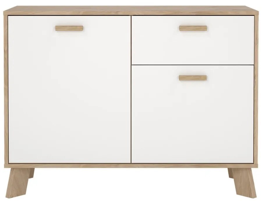 Fehér-natúr színű komód tölgyfa dekorral 99x73x39 cm Ikast – Tvilum