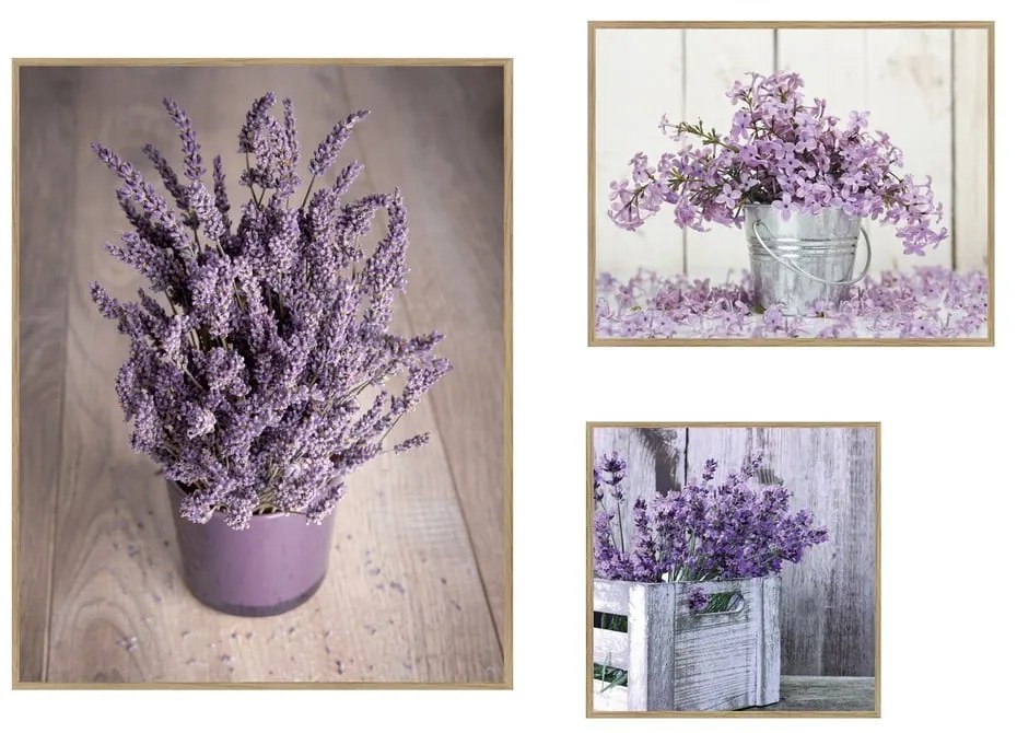 Kép szett 3 db-os 40x50 cm Purple Flowers – knor