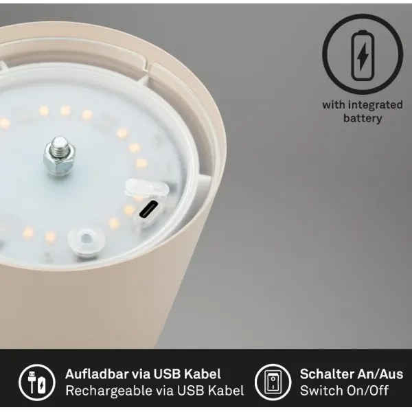 Briloner 7508011 - LED töltős asztali lámpa LED/2,5W/5V IP44 bézs