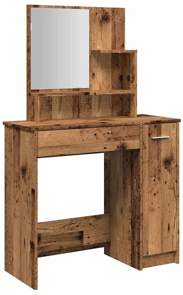 öltözőasztal tükörrel régi fa 86,5x35x136 cm
