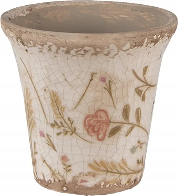 Bézs kerámia kaspótakaró Tessa rózsák képével 9x8 cm