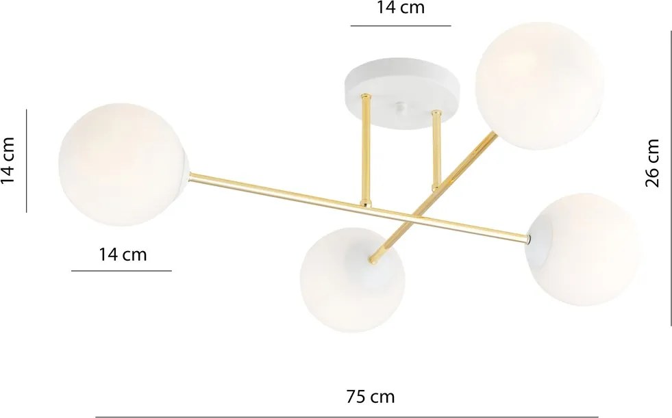 Emibig modern mennyezeti lámpa magnum fehér arany emi1234/4