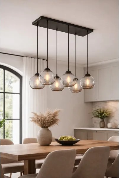 Brilagi - Zsinóros csillár DIOR 6xE27/60W/230V fekete/füstszürke