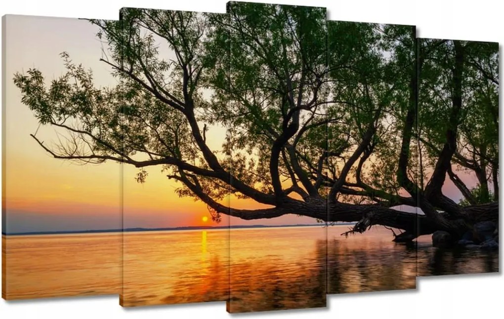 Vászonkép 100x60 Fa Levelek Tó