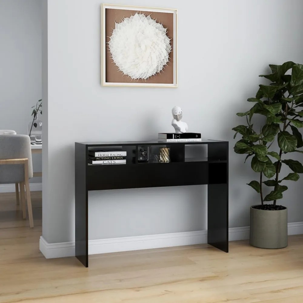 fekete szerelt fa tálalóasztal 105 x 30 x 80 cm