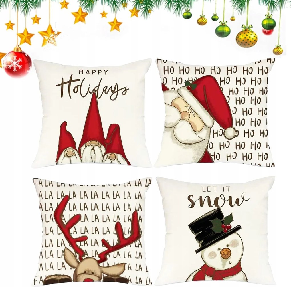 Párnahuzat Díszpárnahuzat Karácsonyi 40X40 Szett 4 Db