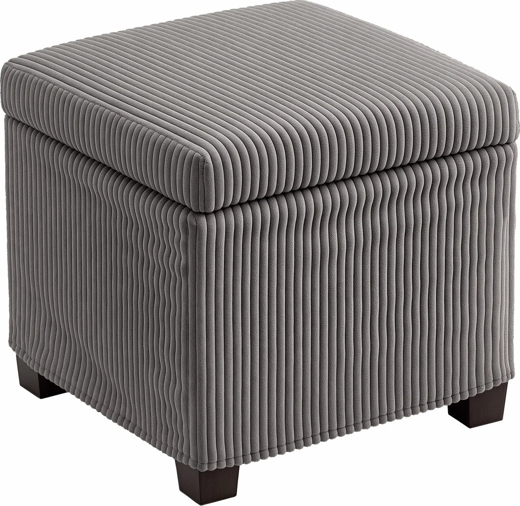 HOMCOM 30L Tároló Ottoman Kocka Lábpihentető Puff, Levehető Fedél, Kordbársony Velúrral Kárpitozva, Nappali, Hálószoba, Előszoba, Max. 120 Kg, 40 x 40