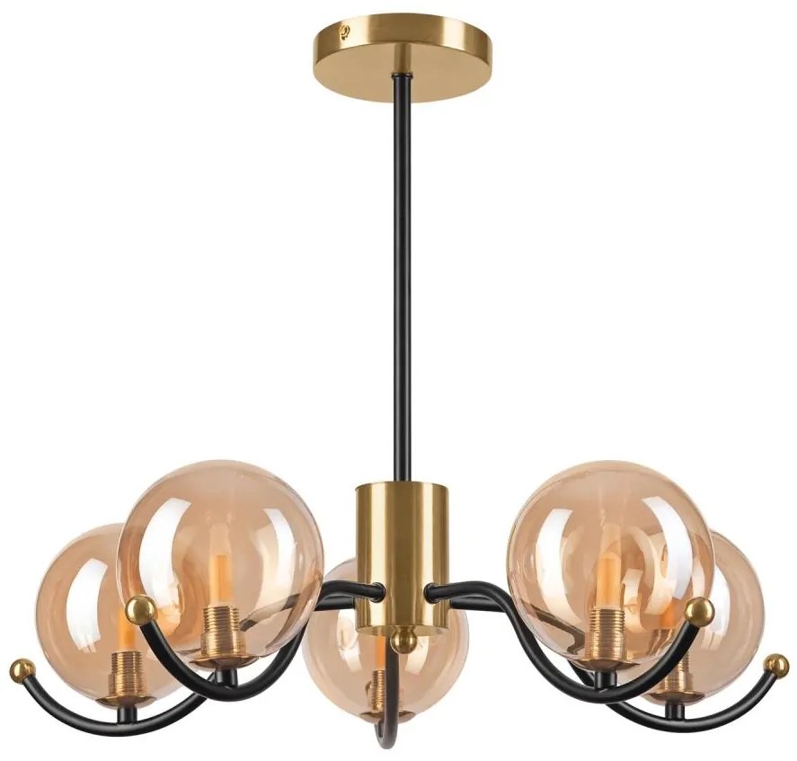 Csillár rúdon GEORGIA 5xG9/5W/230V arany/füstös bézs