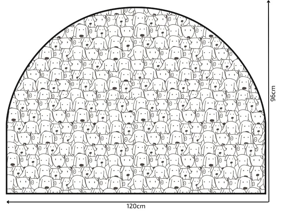 PIPPER. Védő textil falmatrica – Ív – Kutyák Méret: 120x96cm, Indíték: névvel