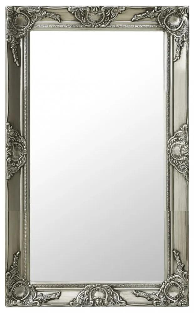 Ezüstszínű barokk stílusú fali tükör 50 x 80 cm