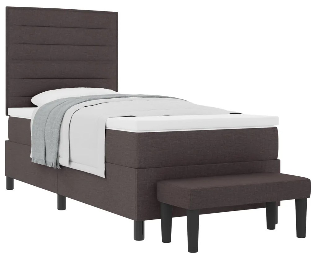 Box Spring Ágy Matraccal és Pad Dark Brown 80x200 cm Szövet