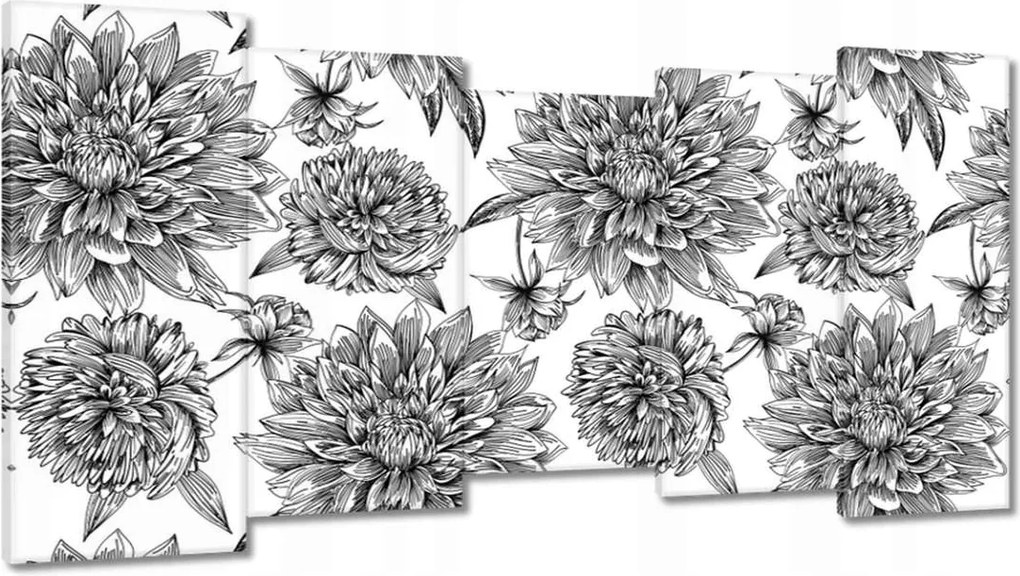 Festmények 150x80 Fekete-fehér grafika Virág